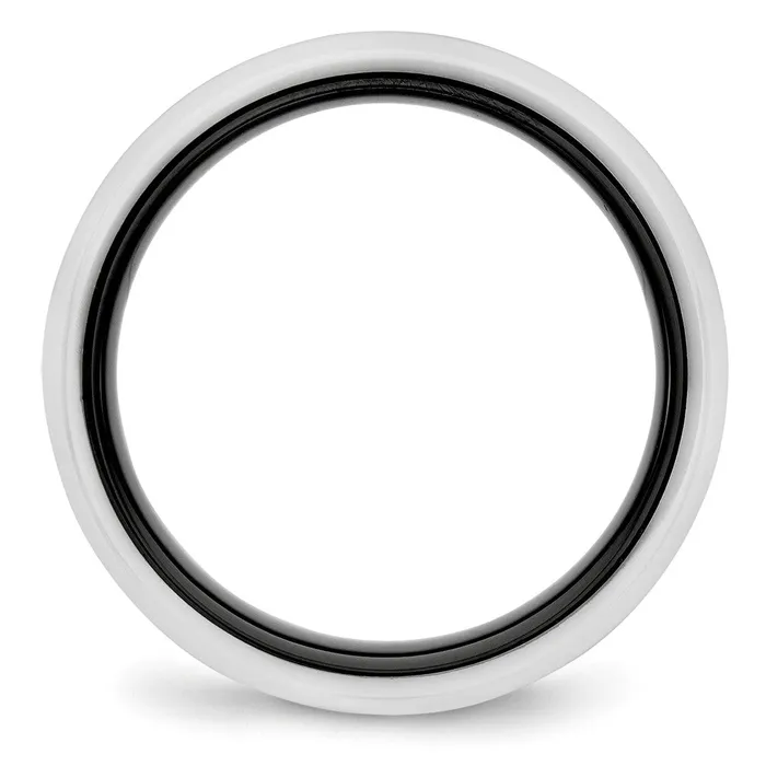 TreasureFineJewelers Rings Ceramic Black and White 6mm Polished Band