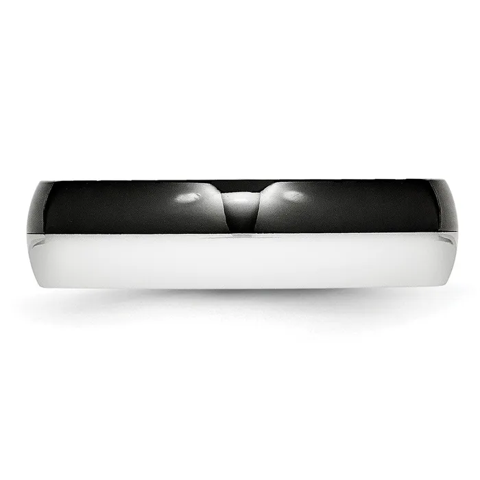 TreasureFineJewelers Rings Ceramic Black and White 6mm Polished Band