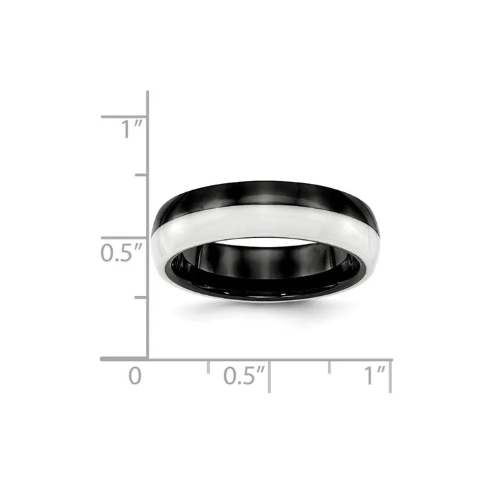 TreasureFineJewelers Rings Ceramic Black and White 6mm Polished Band