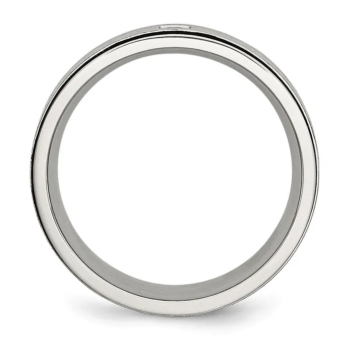 TreasureFineJewelers Rings Stainless Steel Brushed and Polished Black IPplated wBlack CZ 9mm Band