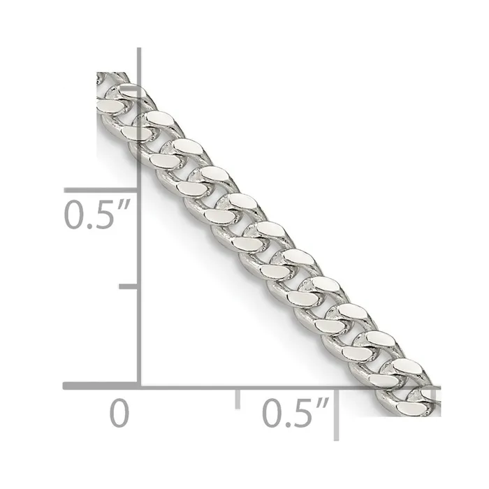 TreasureFineJewelers Rings Sterling Silver 325mm Domed Curb Chain
