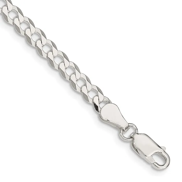 TreasureFineJewelers Rings Sterling Silver 45mm Flat Curb Chain