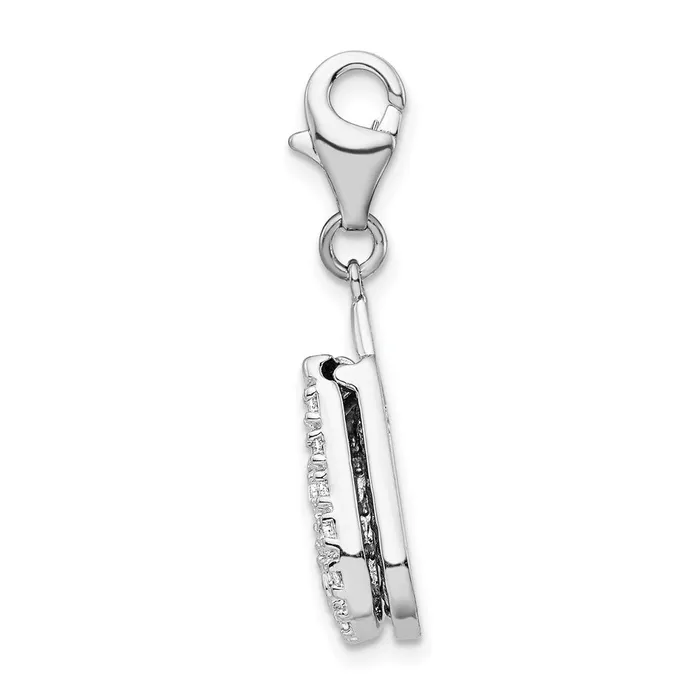 TreasureFineJewelers Rings Sterling Silver Amore La Vita Rhodiumplated Flip Cell Phone CZ Charm