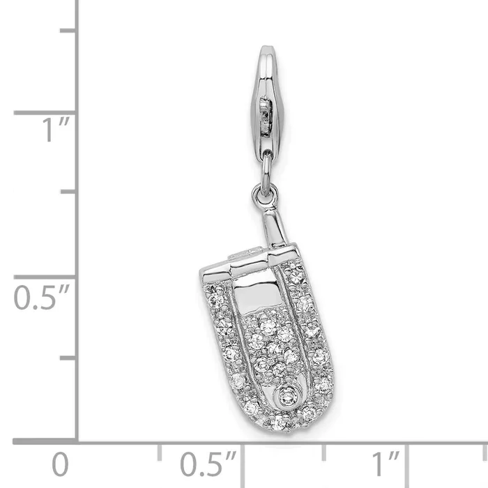 TreasureFineJewelers Rings Sterling Silver Amore La Vita Rhodiumplated Flip Cell Phone CZ Charm