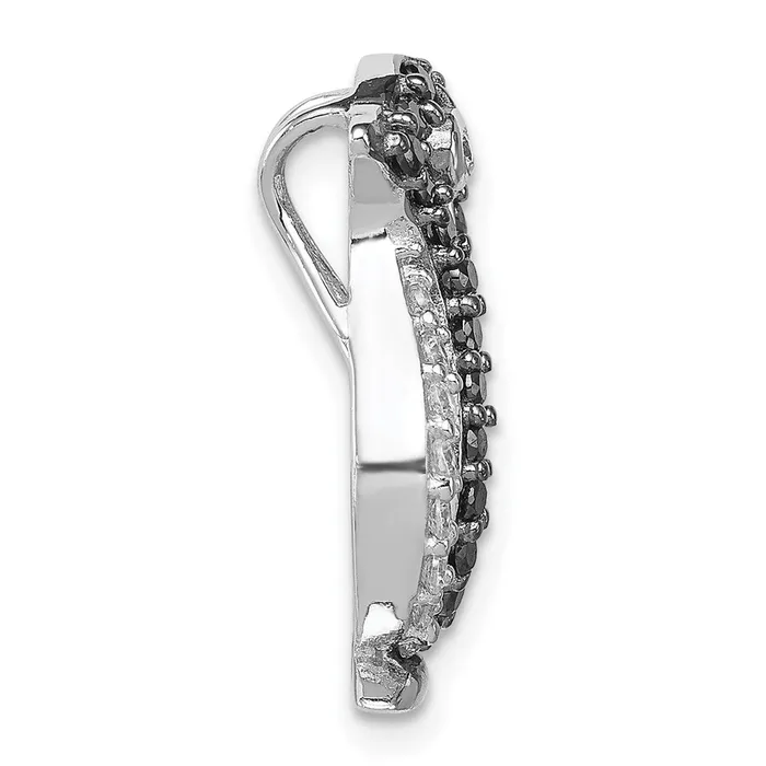 TreasureFineJewelers Rings Sterling Silver Black White CZ Penguin Chain Slide