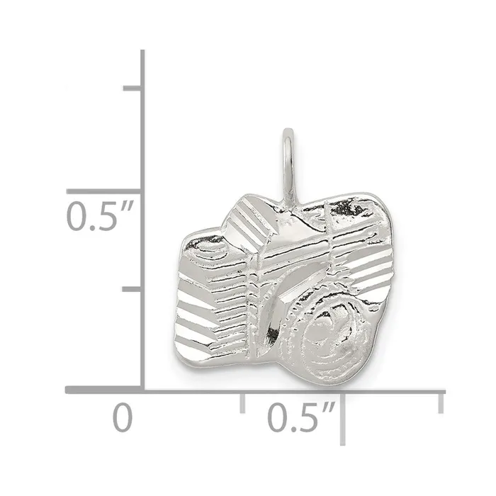 TreasureFineJewelers Rings Sterling Silver Diamond Cut Camera Charm