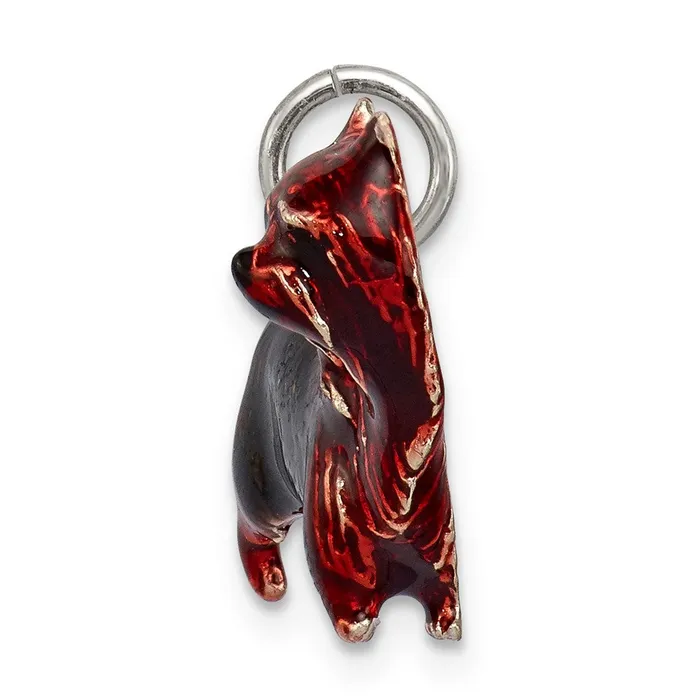 TreasureFineJewelers Rings Sterling Silver Enameled Brown Sable Cairn Terrier Charm