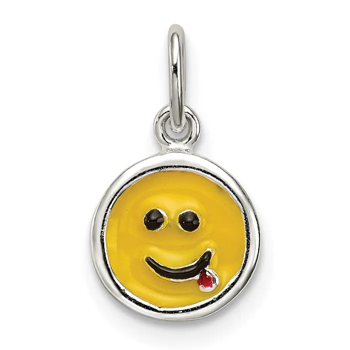 TreasureFineJewelers Rings Sterling Silver Enameled Emotion Face Charm