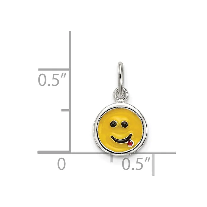 TreasureFineJewelers Rings Sterling Silver Enameled Emotion Face Charm