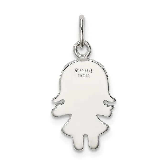 TreasureFineJewelers Rings Sterling Silver Enameled Girl Charm