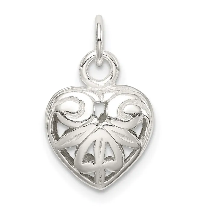 TreasureFineJewelers Rings Sterling Silver Heart Charm