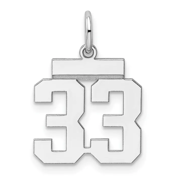 TreasureFineJewelers Rings Sterling SilverRhodiumplated Polished Number 33 Charm