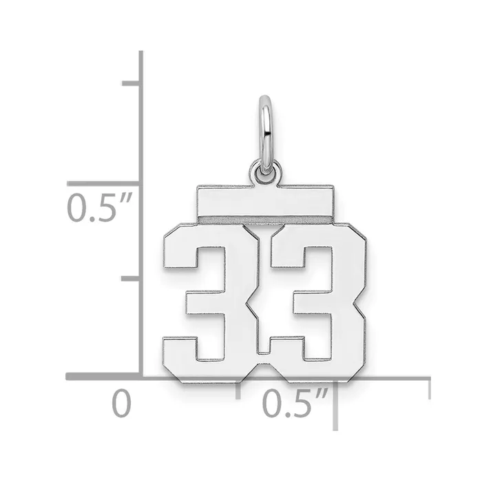 TreasureFineJewelers Rings Sterling SilverRhodiumplated Polished Number 33 Charm