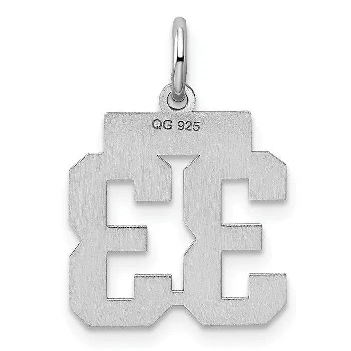 TreasureFineJewelers Rings Sterling SilverRhodiumplated Polished Number 33 Charm