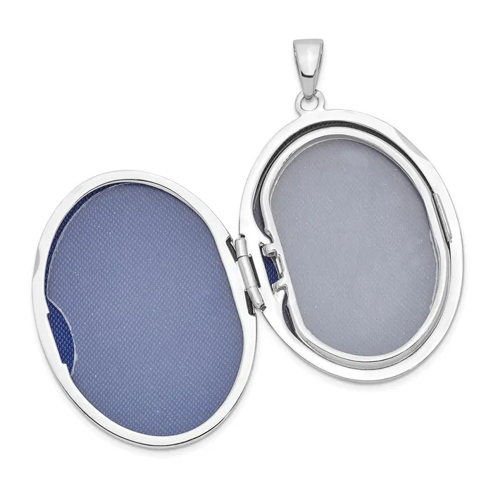 TreasureFineJewelers Rings Sterling Silver Scroll Border 33mm Oval 4 Photo Family Locket