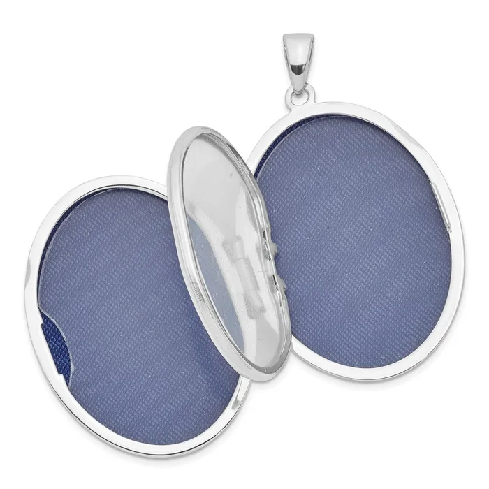 TreasureFineJewelers Rings Sterling Silver Scroll Border 33mm Oval 4 Photo Family Locket