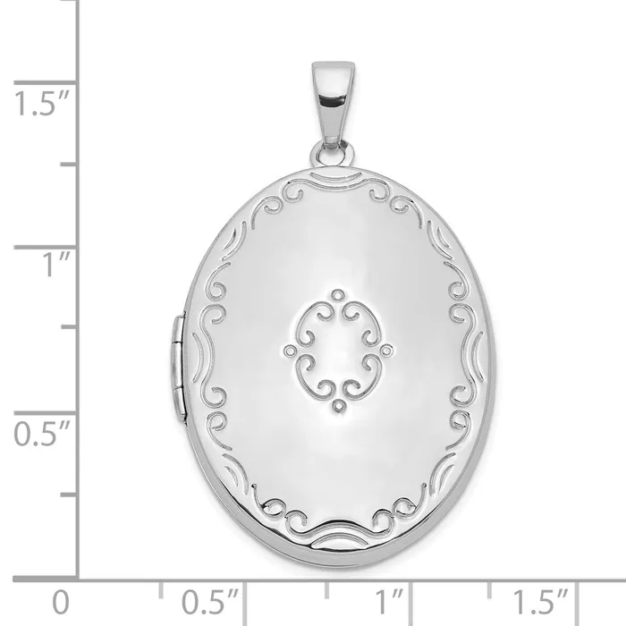 TreasureFineJewelers Rings Sterling Silver Scroll Border 33mm Oval 4 Photo Family Locket