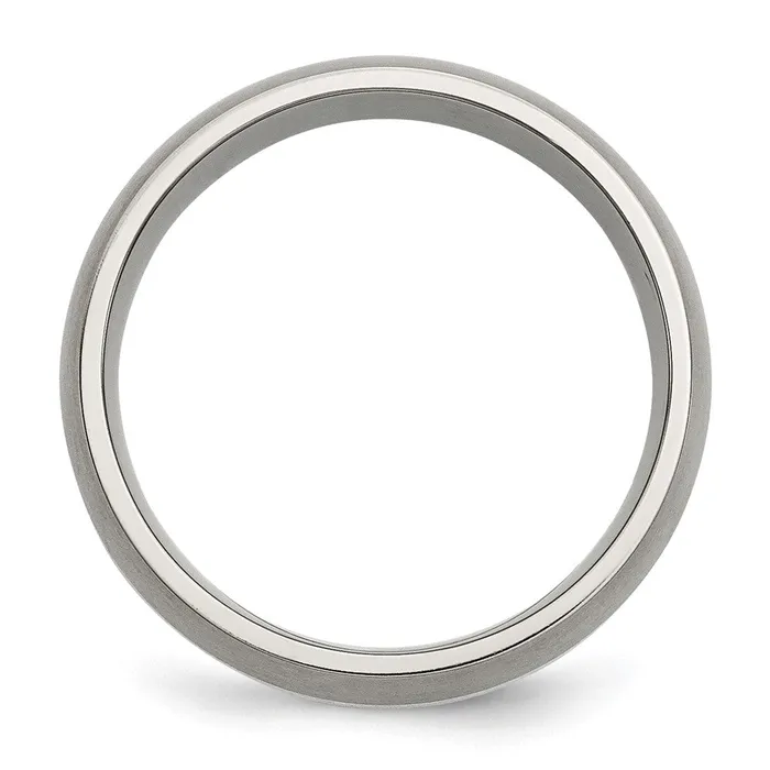 TreasureFineJewelers Rings Titanium Brushed wSterling Silver Inlay 8mm Band