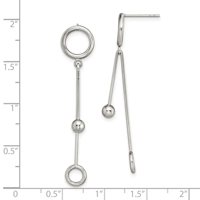 TreasureFineJewelers Stainless Steel Polished Post Dangle Earrings Earrings