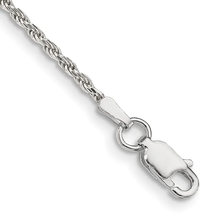 TreasureFineJewelers Sterling Silver 17mm Diamondcut Rope Chain Anklet Rings