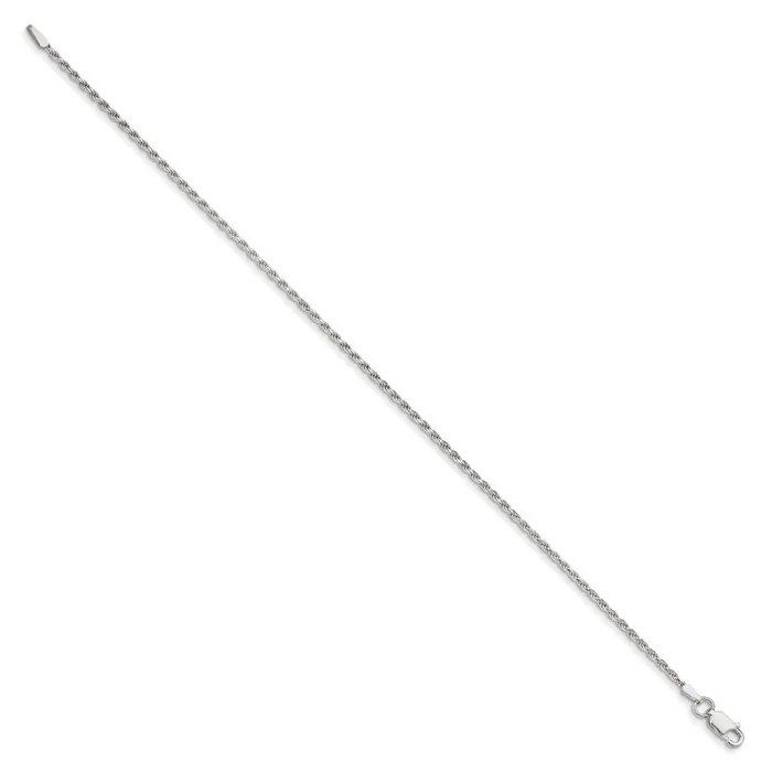 TreasureFineJewelers Sterling Silver 17mm Diamondcut Rope Chain Anklet Rings