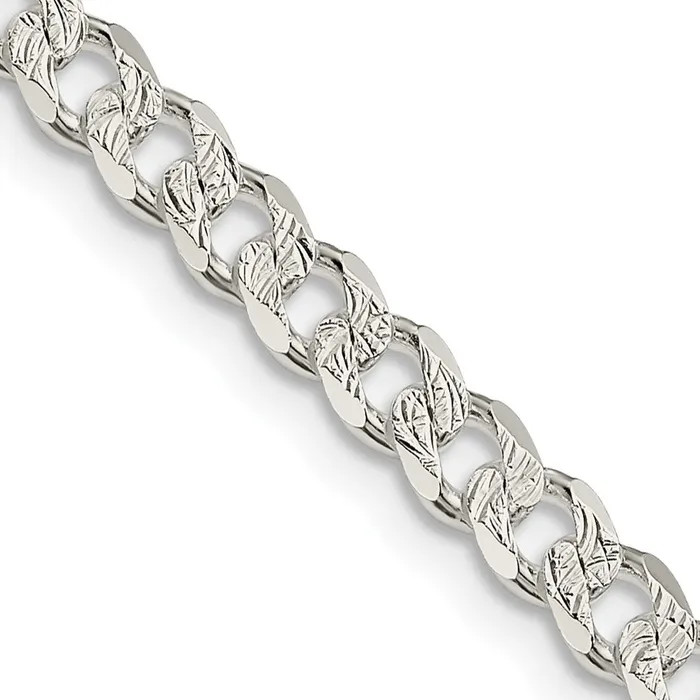 TreasureFineJewelers Sterling Silver 45mm Pave Curb Chain Rings