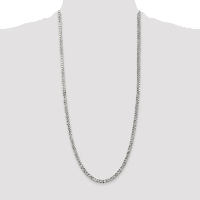 TreasureFineJewelers Sterling Silver 45mm Pave Curb Chain Rings