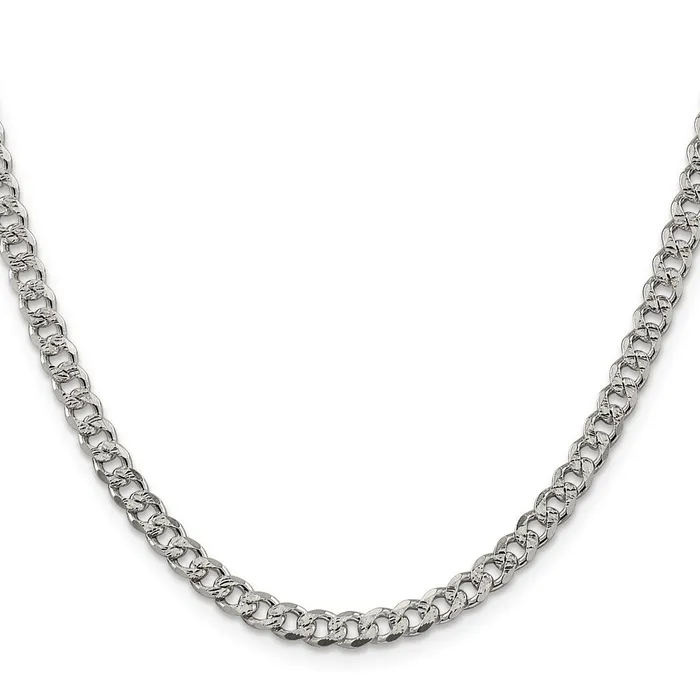 TreasureFineJewelers Sterling Silver 45mm Pave Curb Chain Rings