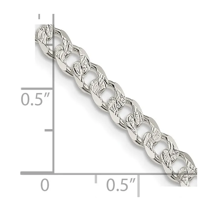 TreasureFineJewelers Sterling Silver 45mm Pave Curb Chain Rings