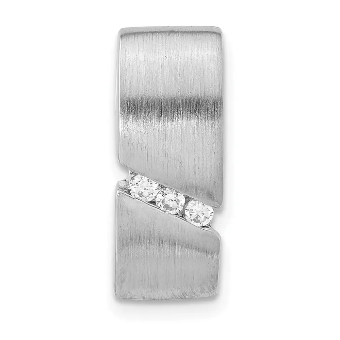 TreasureFineJewelers Sterling Silver Brushed CZ Slide Rings