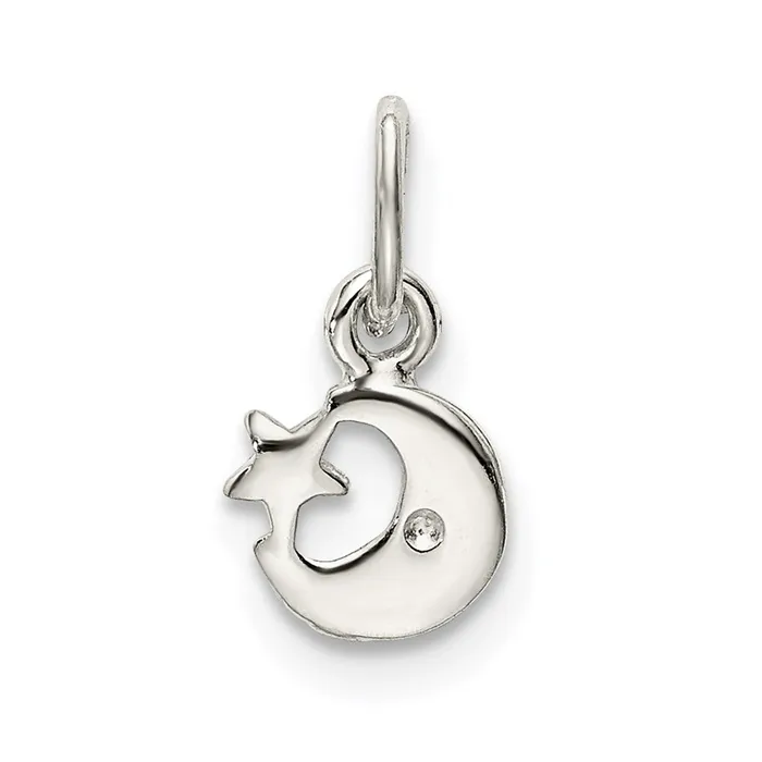 TreasureFineJewelers Sterling Silver Enameled Blue Moon and Star Charm Rings