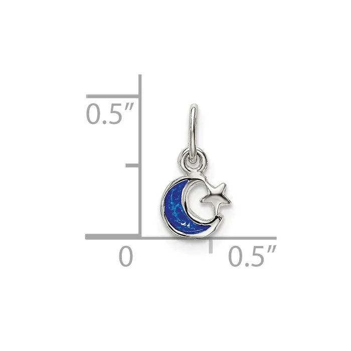 TreasureFineJewelers Sterling Silver Enameled Blue Moon and Star Charm Rings