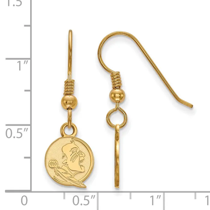 TreasureFineJewelers Sterling Silver Goldplated Florida State University Seminole Extra Small Dangle Wire Earrings Earrings
