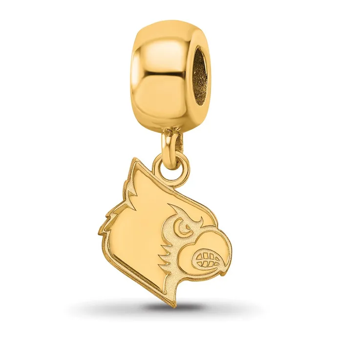 TreasureFineJewelers Sterling Silver Goldplated LogoArt University of Louisville Cardinal Small Dangle Bead Charm Rings