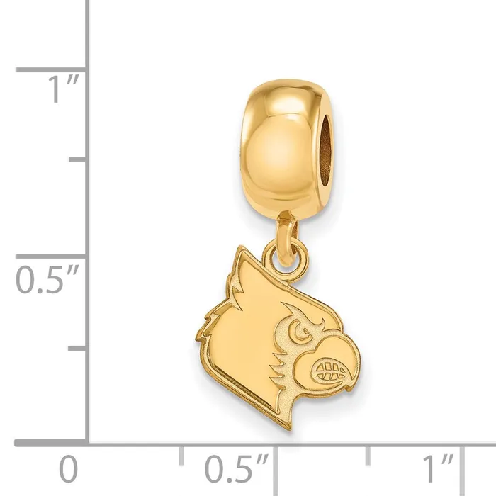 TreasureFineJewelers Sterling Silver Goldplated LogoArt University of Louisville Cardinal Small Dangle Bead Charm Rings