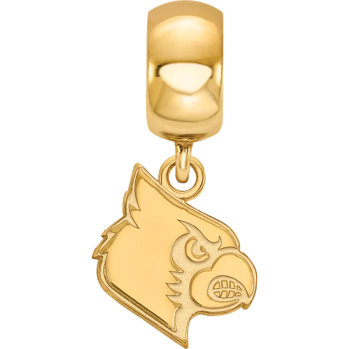TreasureFineJewelers Sterling Silver Goldplated LogoArt University of Louisville Cardinal Small Dangle Bead Charm Rings