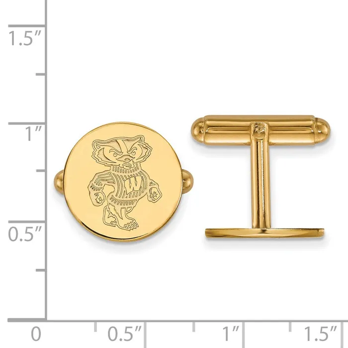 TreasureFineJewelers Sterling Silver Goldplated University of Wisconsin Badger Cuff Links Rings
