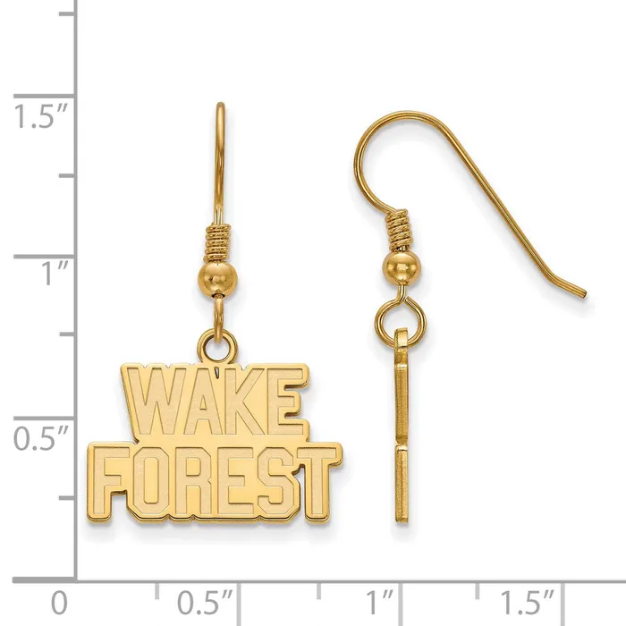 TreasureFineJewelers Sterling Silver Goldplated Wake Forest University WF Small Dangle Wire Earrings Earrings