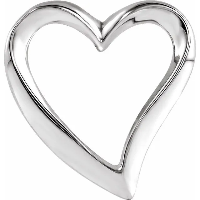 TreasureFineJewelers Sterling Silver Heart Slide Pendant Necklaces