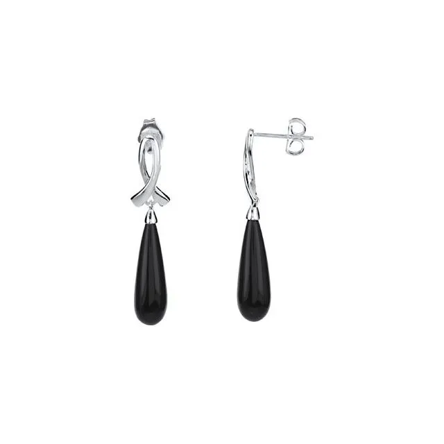 TreasureFineJewelers Sterling Silver Onyx Earrings Earrings