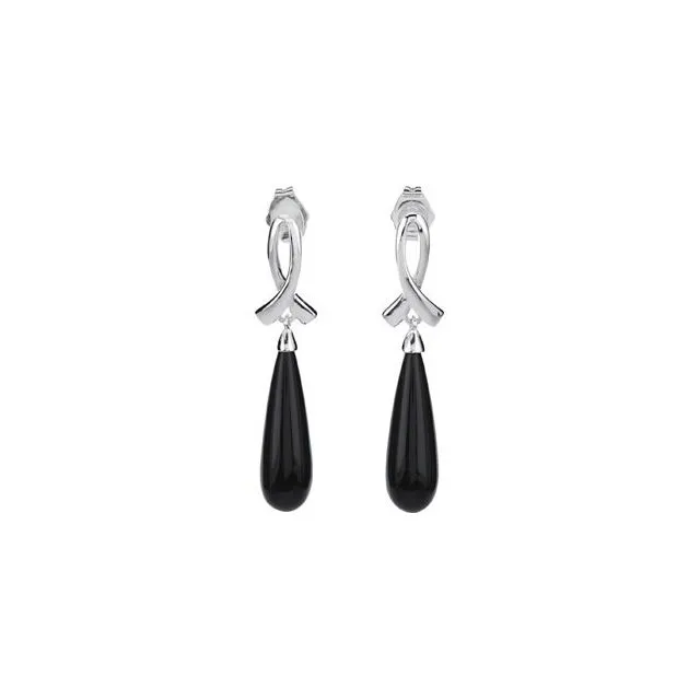 TreasureFineJewelers Sterling Silver Onyx Earrings Earrings