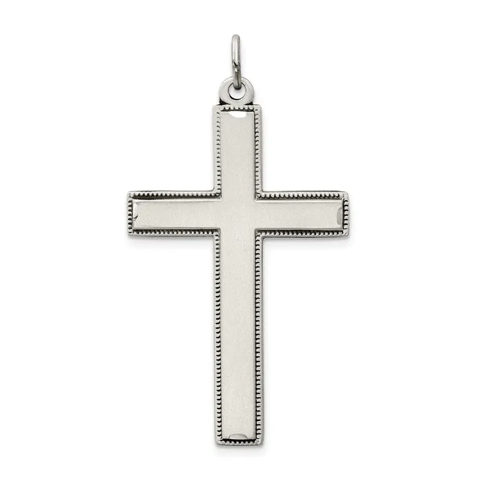 TreasureFineJewelers Sterling Silver Oxidized Cross w Prayer on Back Pendant Necklaces TreasureFineJewelers Sterling Silver Oxidized Cross w Prayer on Back Pendant Necklaces