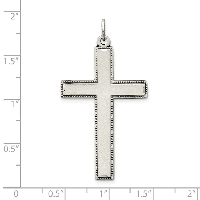 TreasureFineJewelers Sterling Silver Oxidized Cross w Prayer on Back Pendant Necklaces