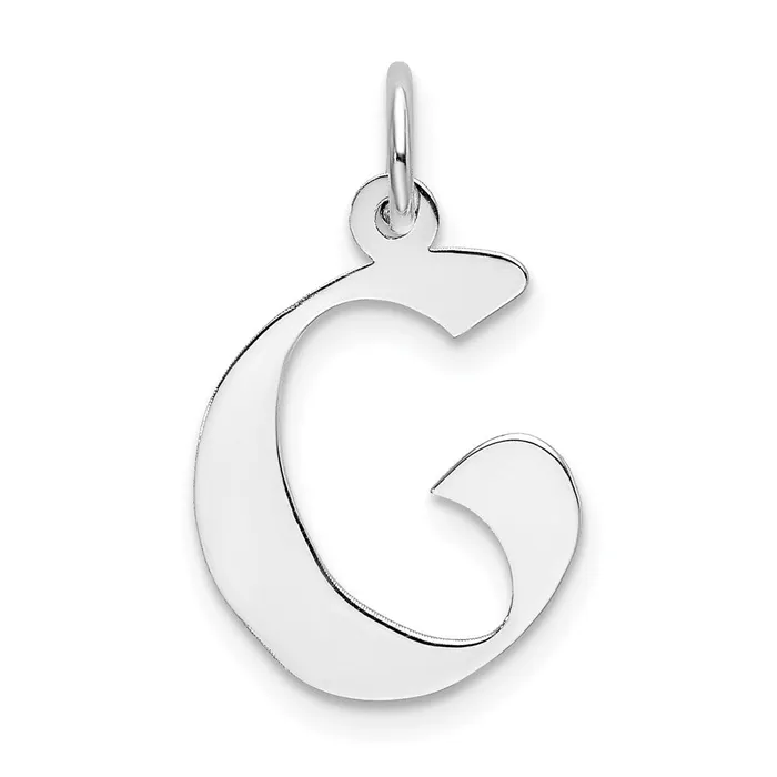 TreasureFineJewelers Sterling Silver Rhodiumplated Artisan Block Letter G Initial Charm Rings