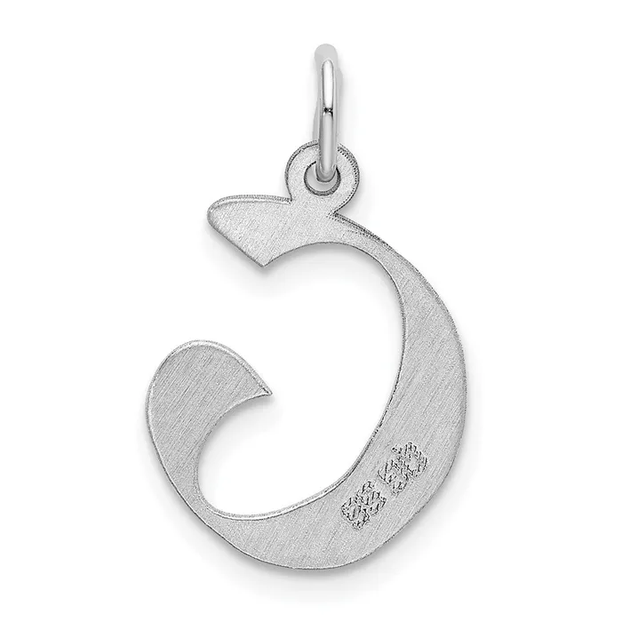 TreasureFineJewelers Sterling Silver Rhodiumplated Artisan Block Letter G Initial Charm Rings