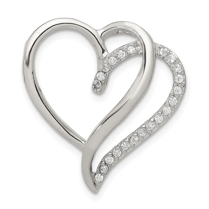 TreasureFineJewelers Sterling Silver Rhodiumplated CZ Heart Pendant Necklaces TreasureFineJewelers Sterling Silver Rhodiumplated CZ Heart Pendant Necklaces