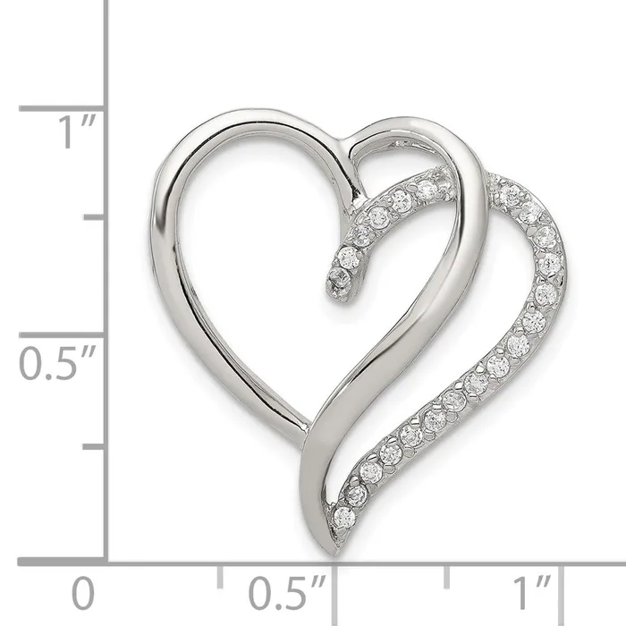 TreasureFineJewelers Sterling Silver Rhodiumplated CZ Heart Pendant Necklaces