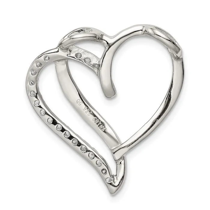 TreasureFineJewelers Sterling Silver Rhodiumplated CZ Heart Pendant Necklaces