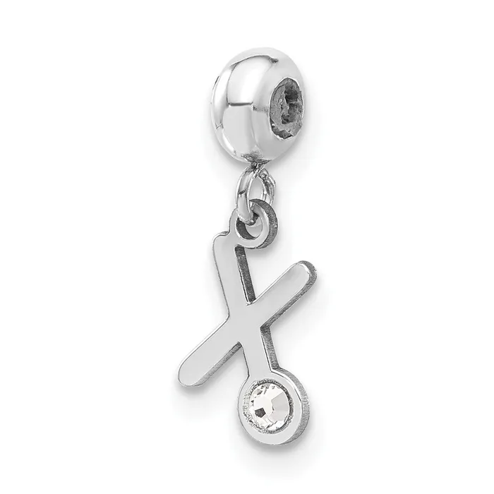 TreasureFineJewelers Sterling Silver Rhodiumplated MeMi Letter X wSwarovski Crystal Charm Rings