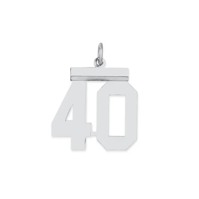 TreasureFineJewelers SterlingSilver Rhodiumplated Polished Number 40 Charm Rings TreasureFineJewelers SterlingSilver Rhodiumplated Polished Number 40 Charm Rings